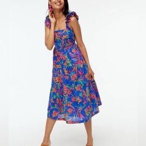 J Crew Factory, Squareneck midi dress, Brilliant Blue Dark Peo, Size 6